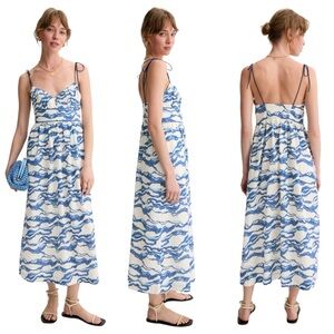Hofmann Copenhagen Ember Blue Linen Midi Dress EU 40 / US L NWT